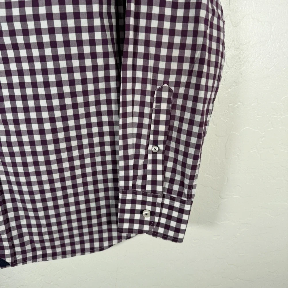 Untuckit Shirt‎ Mens Large Purple Button Up Long Sleeve Gingham Check Casual